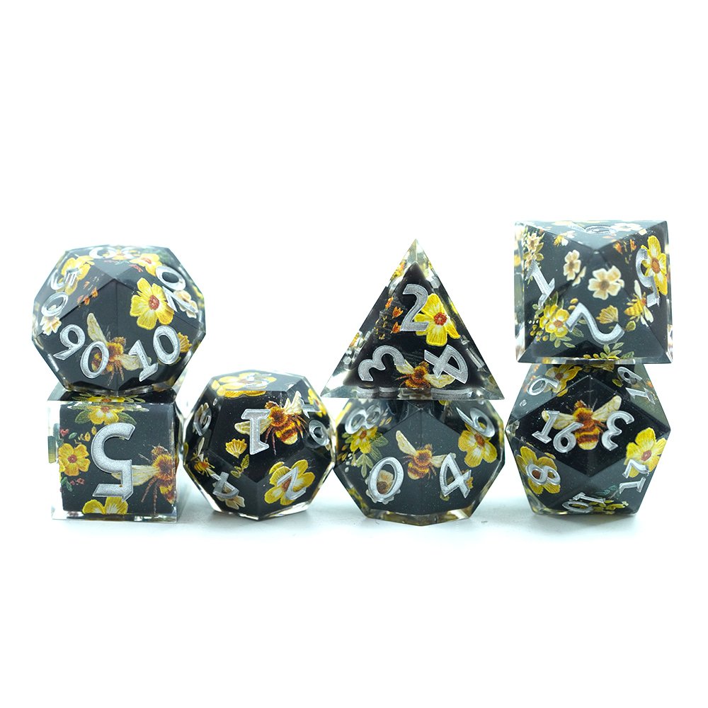 Flower Dice Sets Polyhedral Resin Dice With Sharp Edges Rpg For Dungeons And Dragons Pathfinder Dice Custom