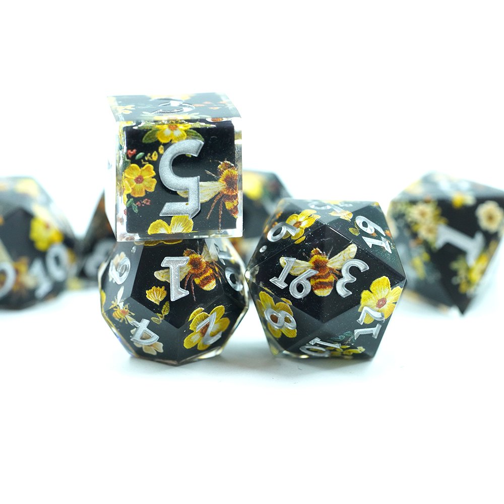 Flower Dice Sets Polyhedral Resin Dice With Sharp Edges Rpg For Dungeons And Dragons Pathfinder Dice Custom