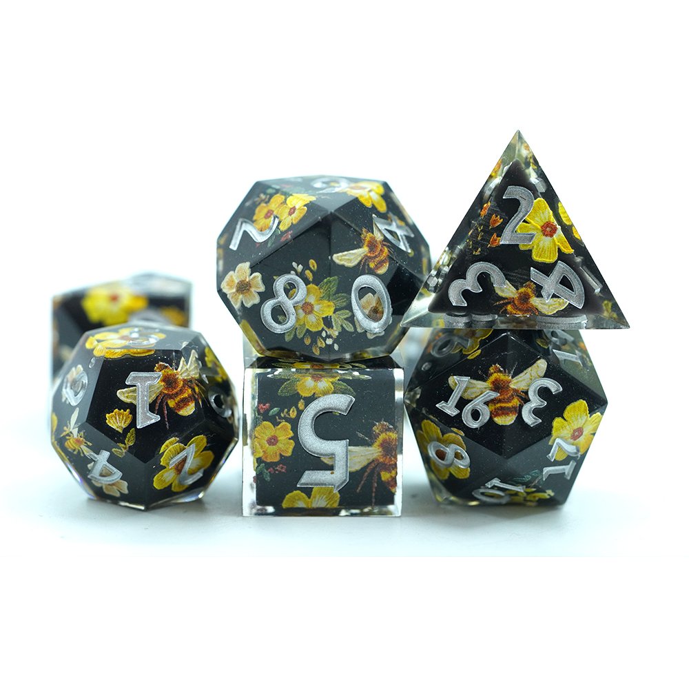 Flower Dice Sets Polyhedral Resin Dice With Sharp Edges Rpg For Dungeons And Dragons Pathfinder Dice Custom