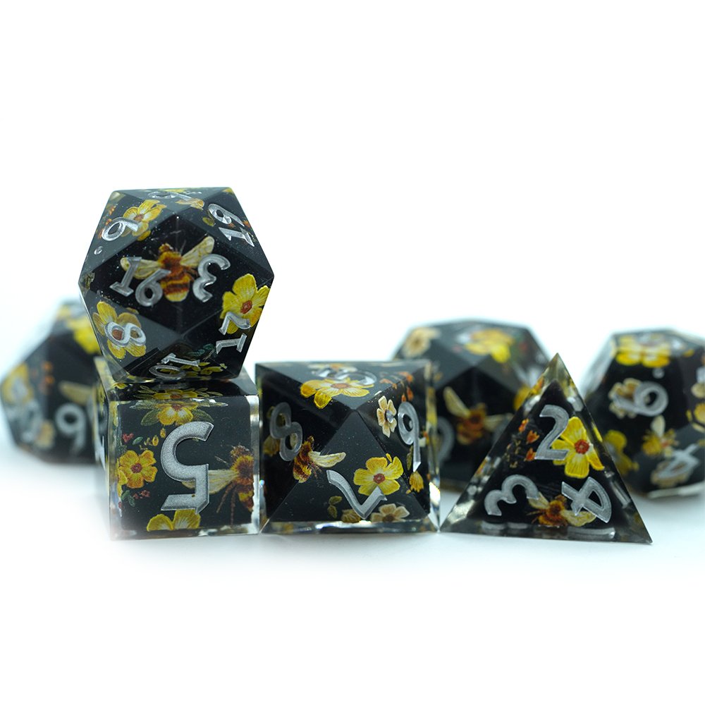 Flower Dice Sets Polyhedral Resin Dice With Sharp Edges Rpg For Dungeons And Dragons Pathfinder Dice Custom