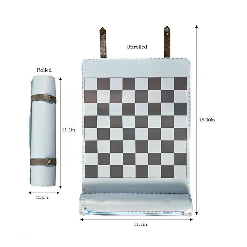 2024 Sunrise Leather rolling up Chess Set Tray Wedding Decorative Tray leather hand gift rolling up Custom LOGO
