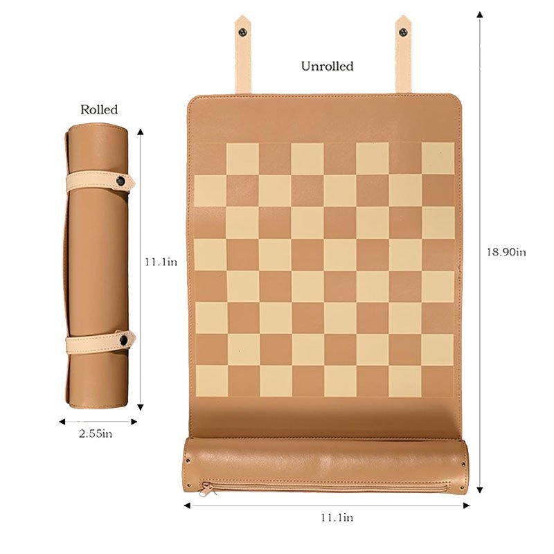 2024 Sunrise Leather rolling up Chess Set Tray Wedding Decorative Tray leather hand gift rolling up Custom LOGO