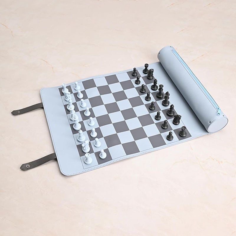 2024 Sunrise Leather rolling up Chess Set Tray Wedding Decorative Tray leather hand gift rolling up Custom LOGO