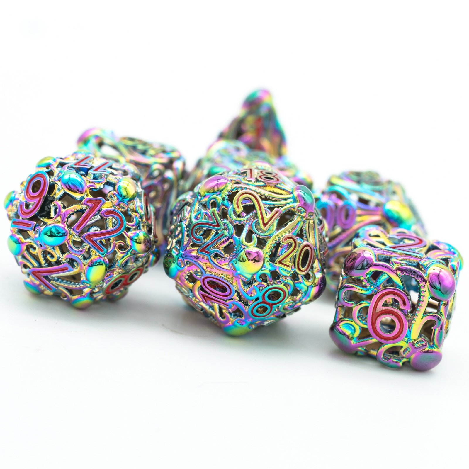 Udixi Hollow Metal RPG Polyhedral Dungeons and Dragons custom logo Dice Set
