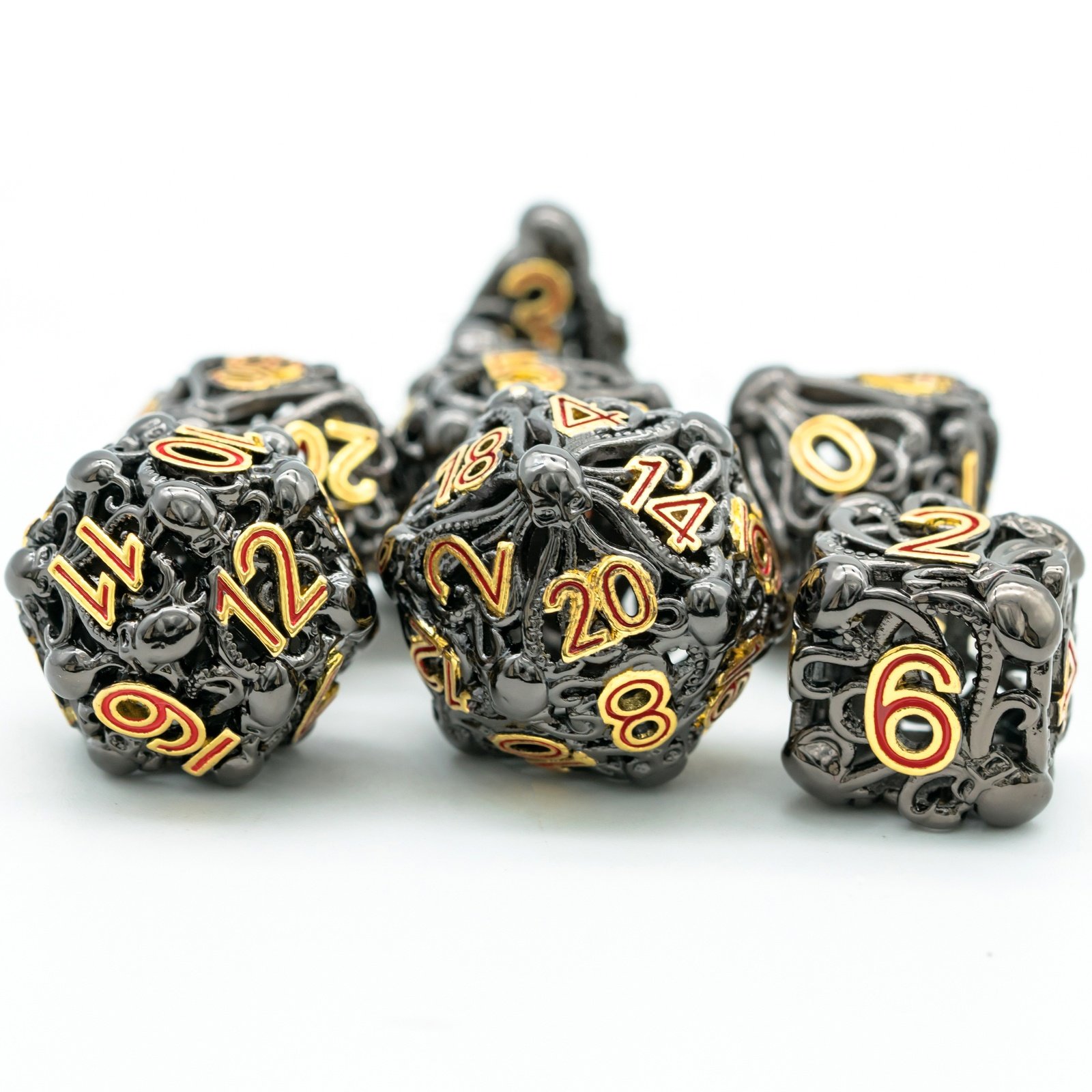 Udixi Hollow Metal RPG Polyhedral Dungeons and Dragons custom logo Dice Set