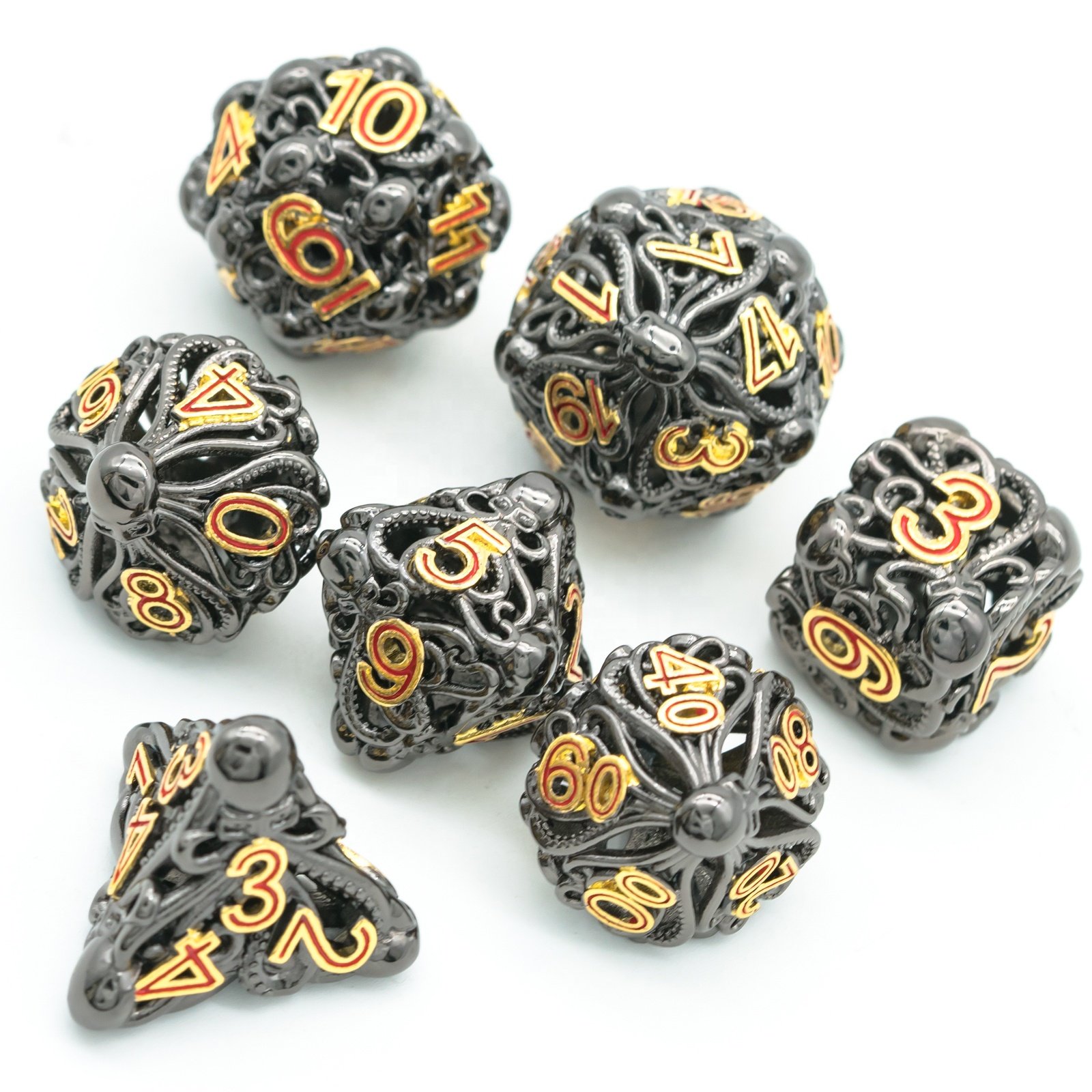 Udixi Hollow Metal RPG Polyhedral Dungeons and Dragons custom logo Dice Set