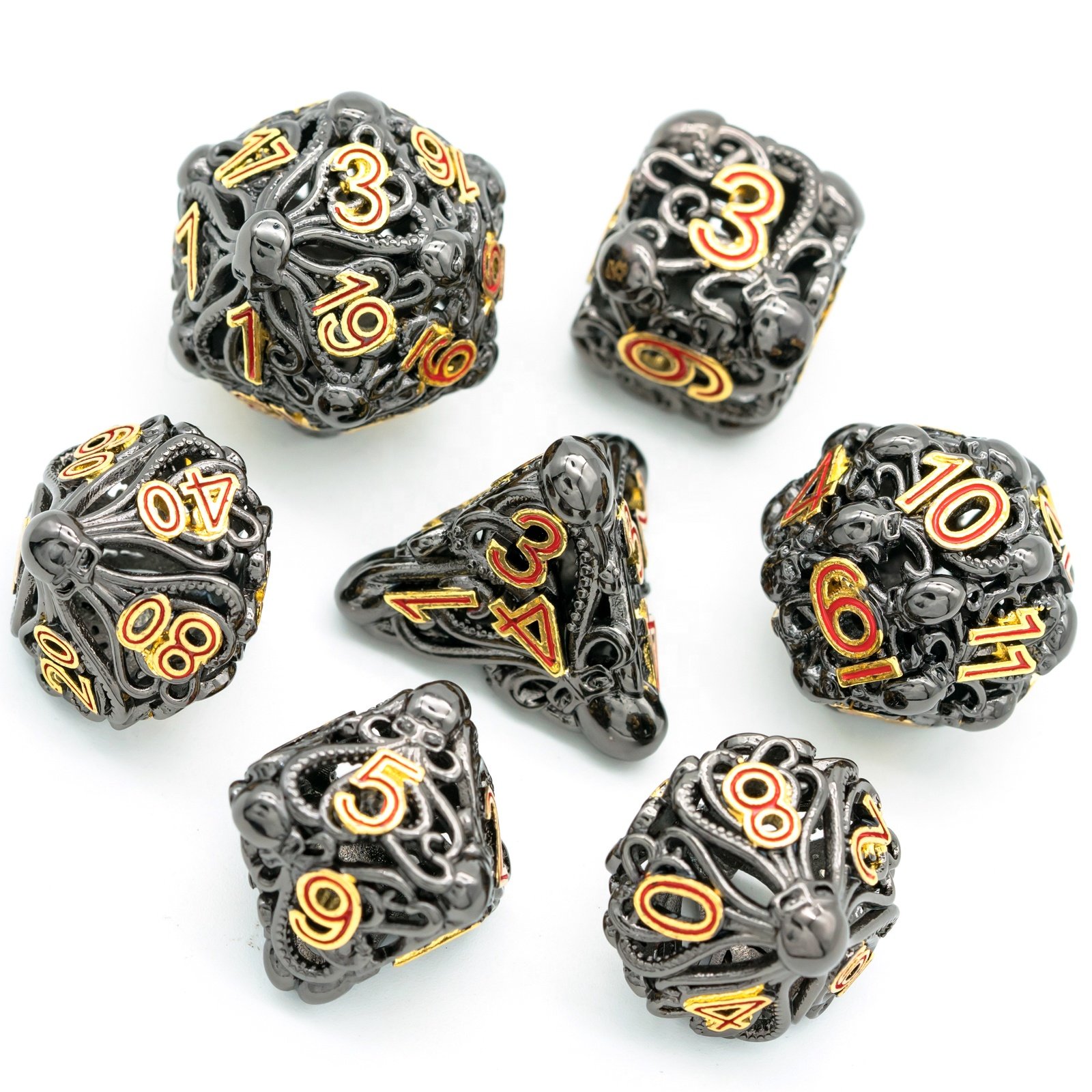 Udixi Hollow Metal RPG Polyhedral Dungeons and Dragons custom logo Dice Set