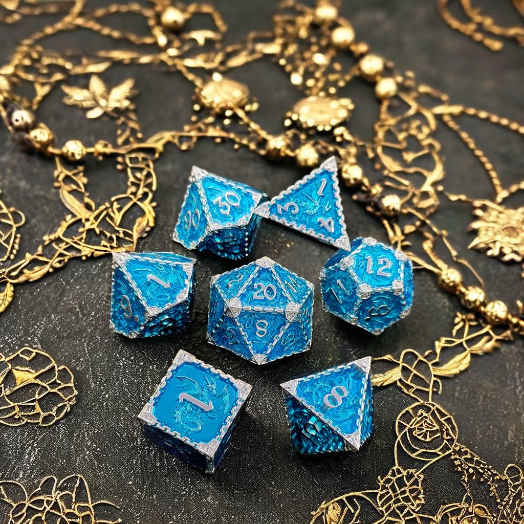 Mini Planet Wholesale RPG Board Games Handmade polyhedral Copper Metal dice set 7pcs Dice Set Custom Logo for DND MTG Players