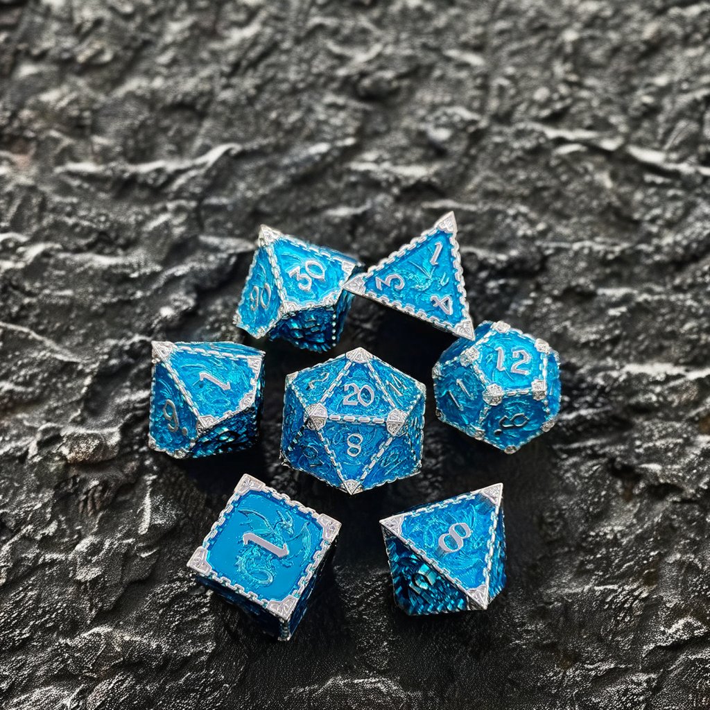 Mini Planet Wholesale RPG Board Games Handmade polyhedral Copper Metal dice set 7pcs Dice Set Custom Logo for DND MTG Players