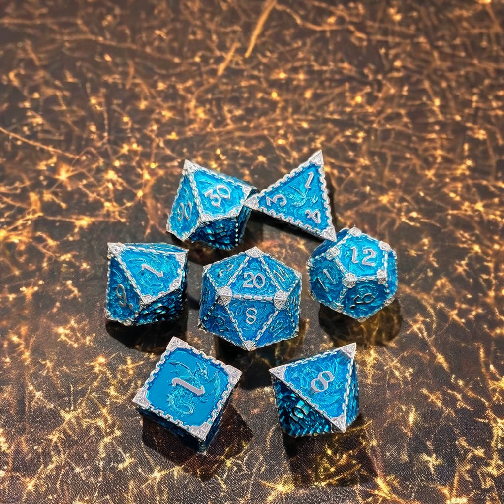 Mini Planet Wholesale RPG Board Games Handmade polyhedral Copper Metal dice set 7pcs Dice Set Custom Logo for DND MTG Players