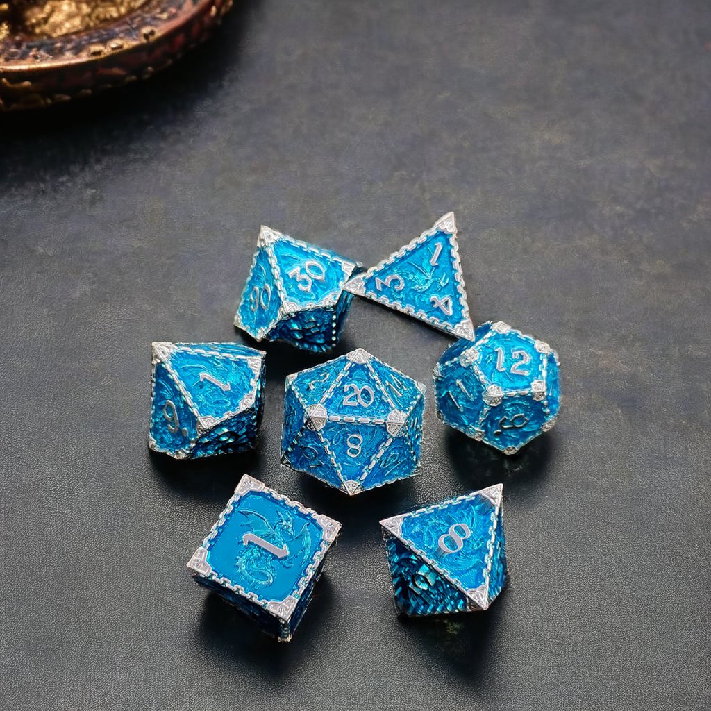 Mini Planet Wholesale RPG Board Games Handmade polyhedral Copper Metal dice set 7pcs Dice Set Custom Logo for DND MTG Players