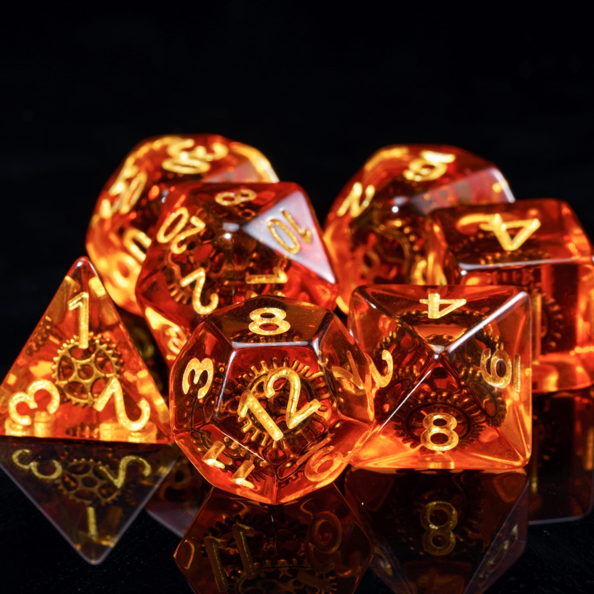 Udixi Custom Red Copper Gearwheel Dice Dungeons and Dragons DND role-playing game RPG board game Dice Set