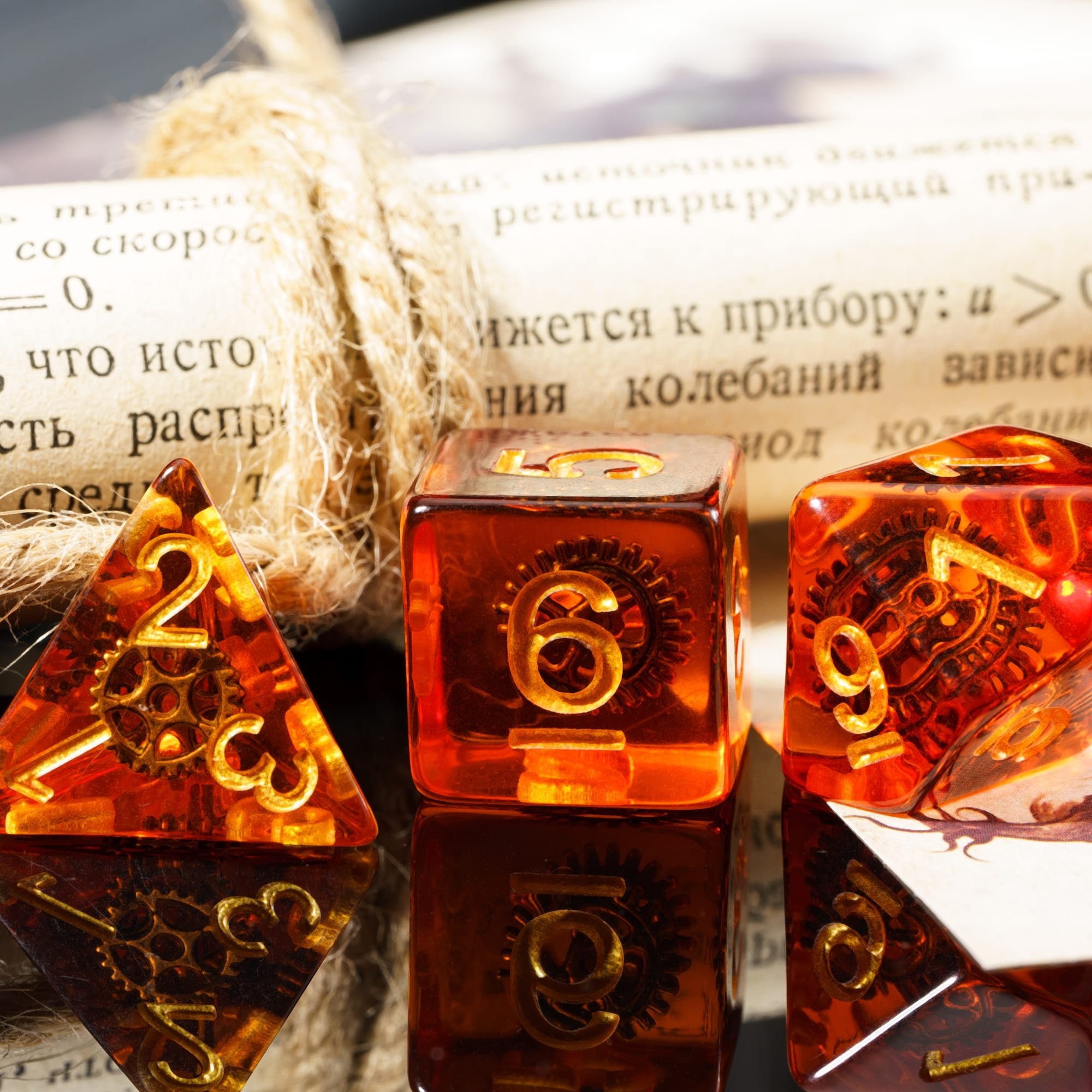Udixi Custom Red Copper Gearwheel Dice Dungeons and Dragons DND role-playing game RPG board game Dice Set