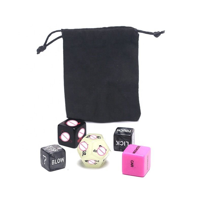 JoyPark Popular 5pcs/set Acrylic Love Position Sexy Erotic Glow Sex Love Dice Sex Game Adult Couple Game Dice Set for Couples