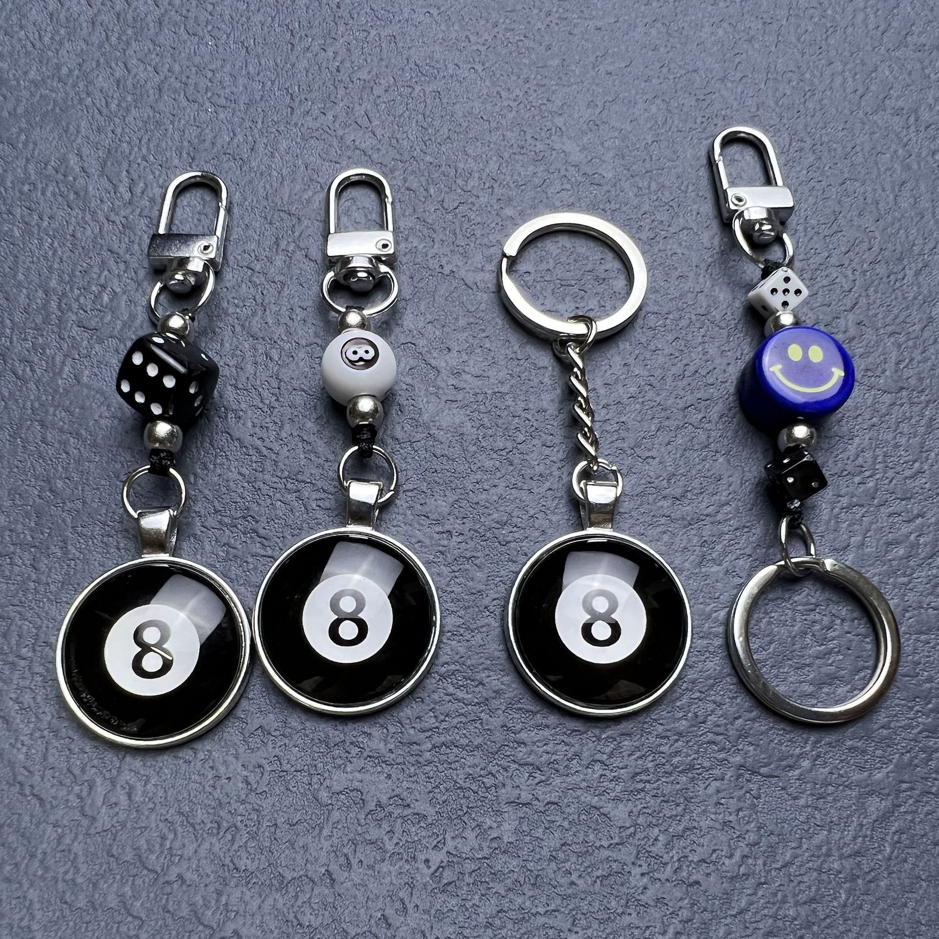 Promotion New Design Hot Sales Cheap Price luck Color Dice Key Chains Dice Mini Billiard Black 8 Ball Keychain Bag Charm Pendant