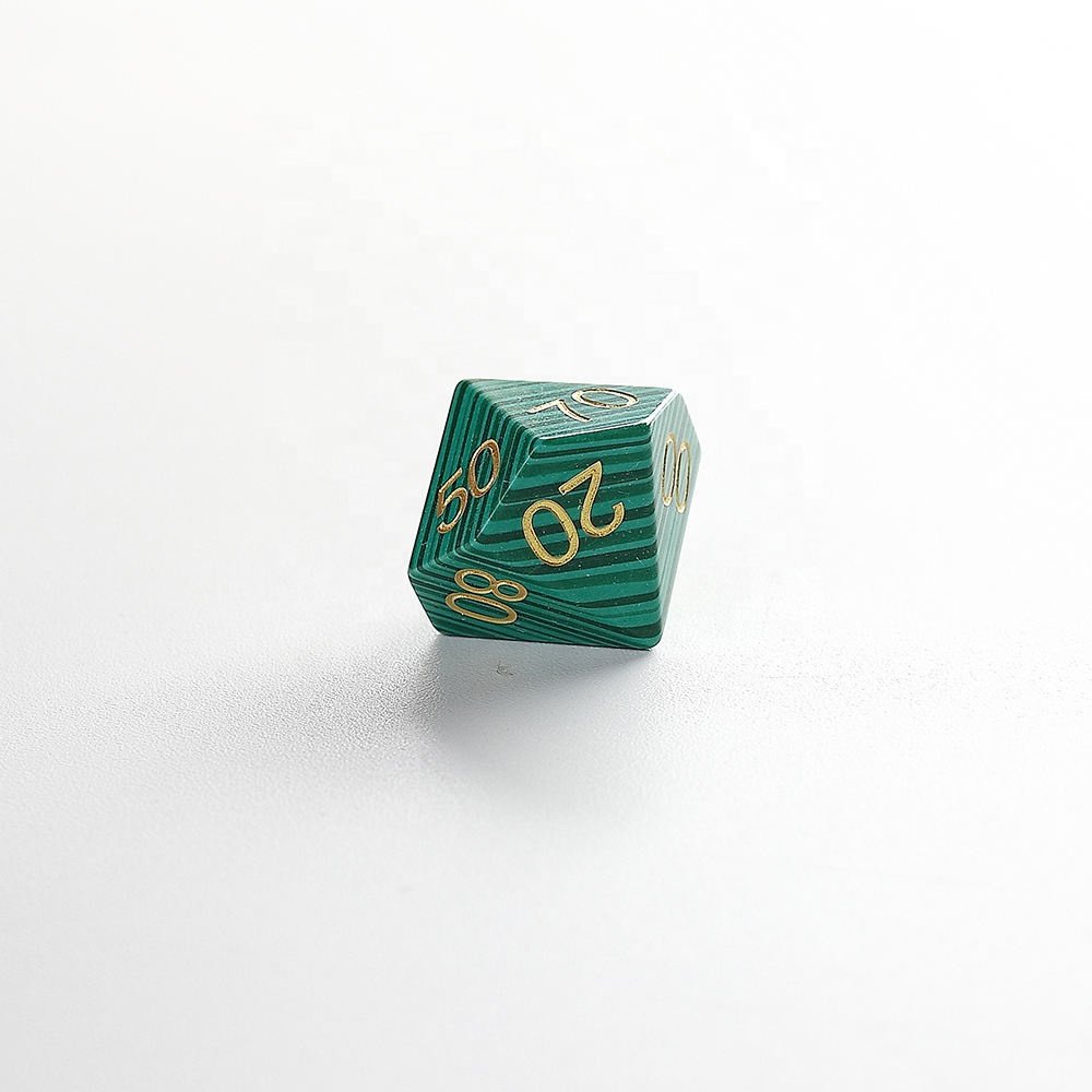 Factory wholesale malachite gemstone dice set for DND Dungeons and Dragons RPG