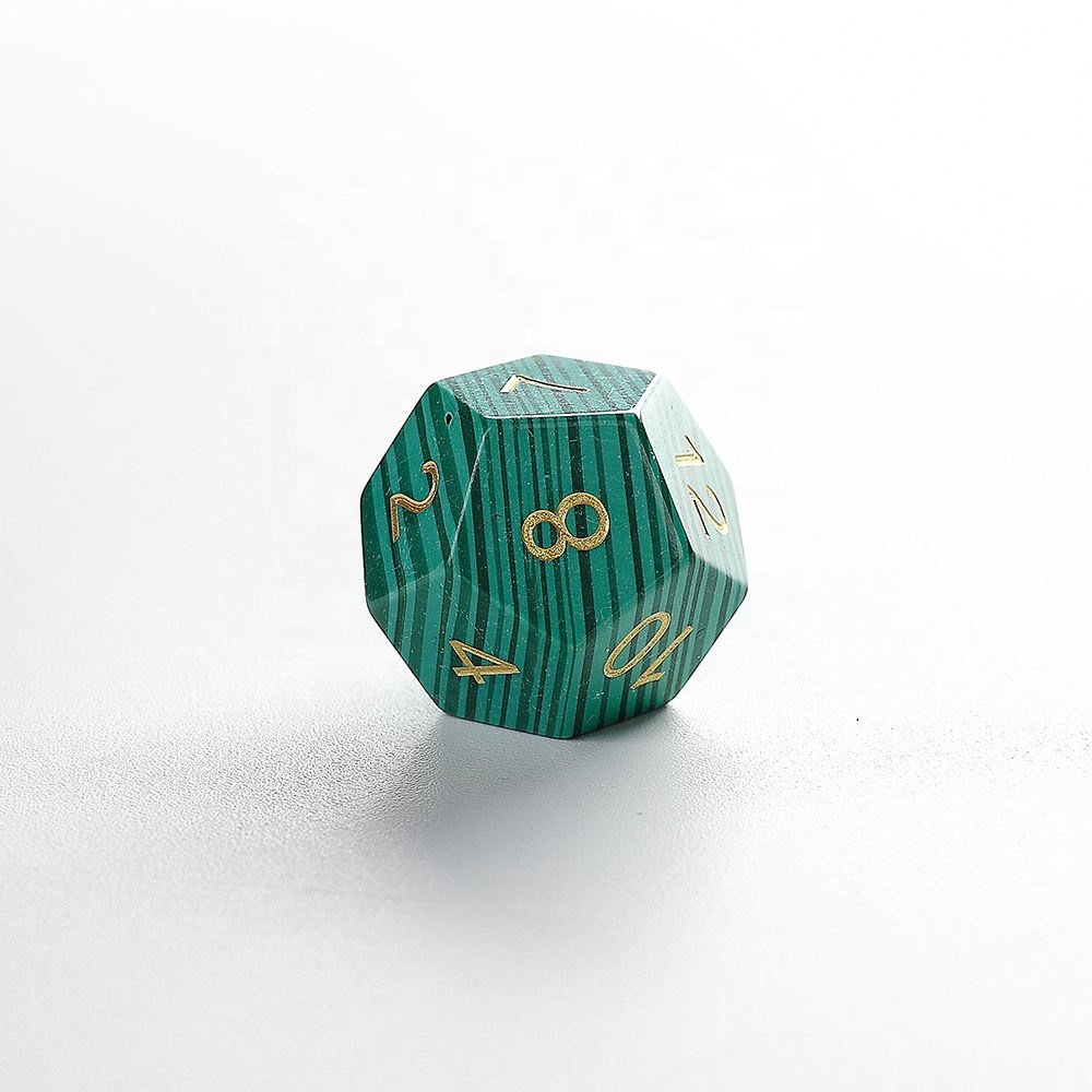 Factory wholesale malachite gemstone dice set for DND Dungeons and Dragons RPG
