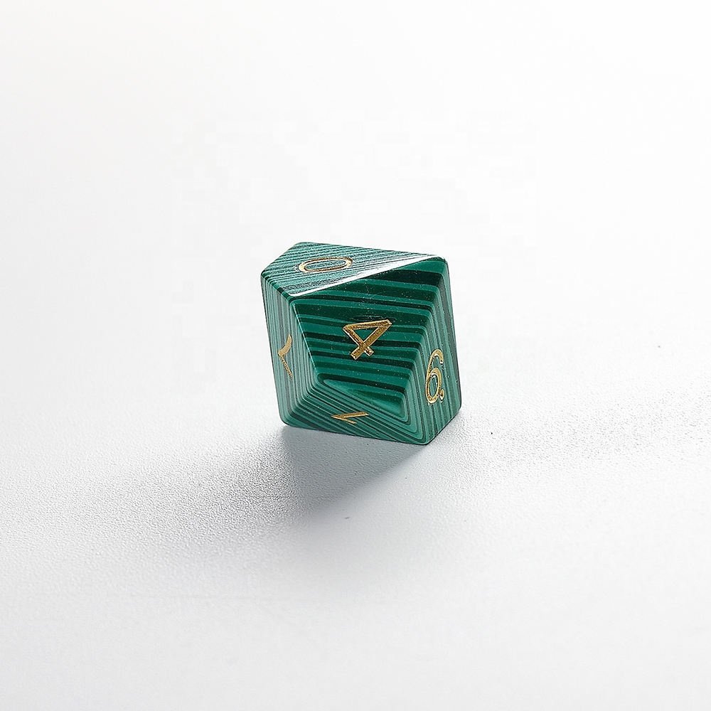Factory wholesale malachite gemstone dice set for DND Dungeons and Dragons RPG