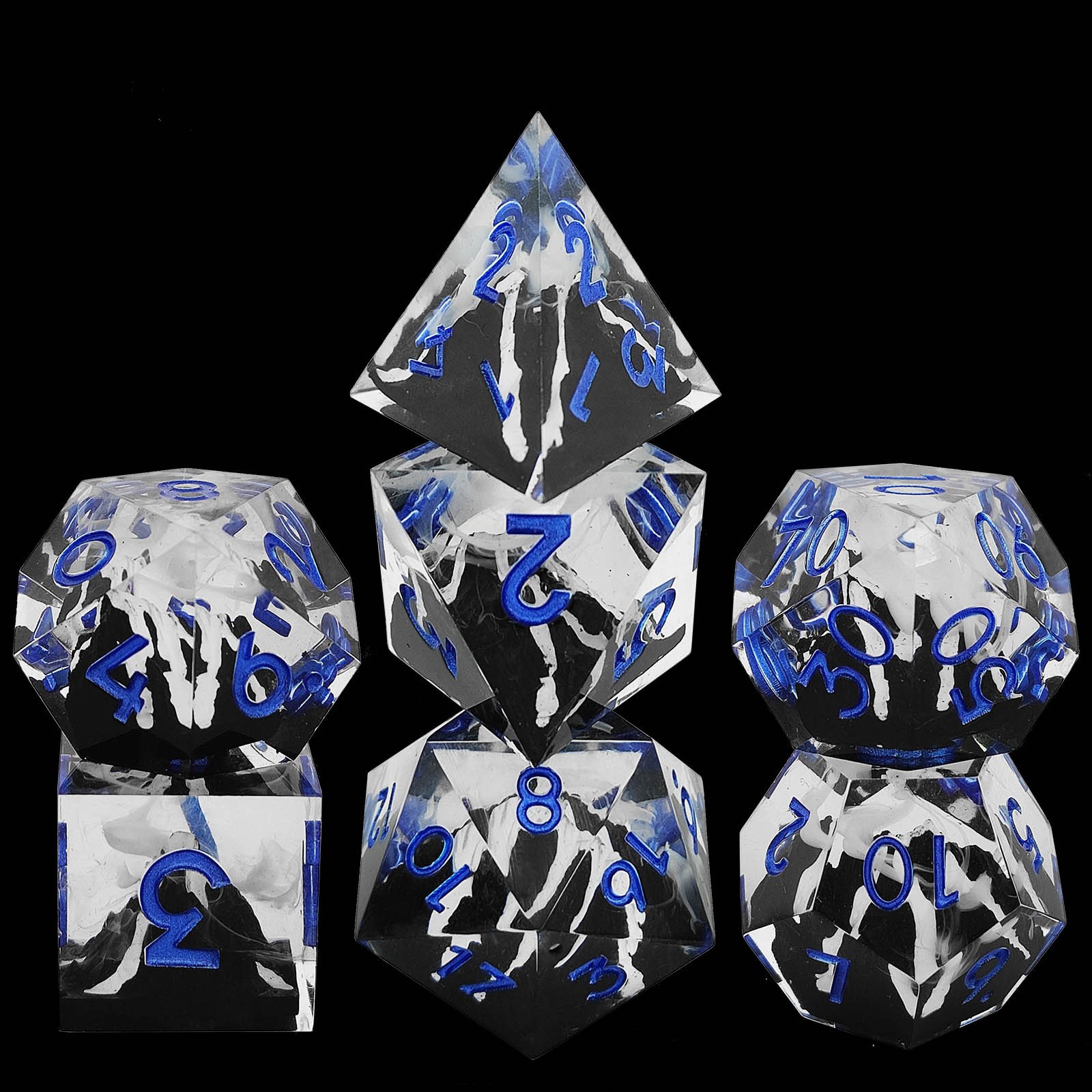 Polyhedral D20 Resin Dice Set 16mm & 20mm Edge Liquid Core Eye Dice For Dnd Customizable Logo