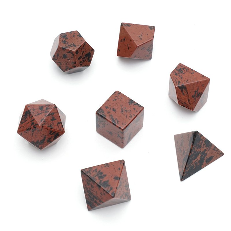 Custom Natural Stone Mahogany Obsidian Dice for Dungeons and Dragons RPG Board Game DND Natural Gemstone Dice Set