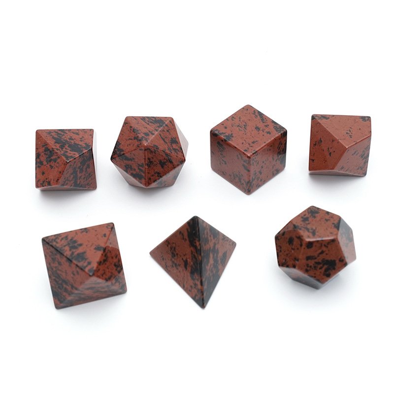Custom Natural Stone Mahogany Obsidian Dice for Dungeons and Dragons RPG Board Game DND Natural Gemstone Dice Set