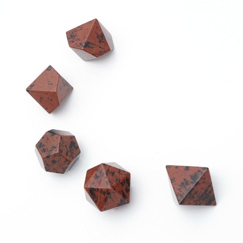 Custom Natural Stone Mahogany Obsidian Dice for Dungeons and Dragons RPG Board Game DND Natural Gemstone Dice Set