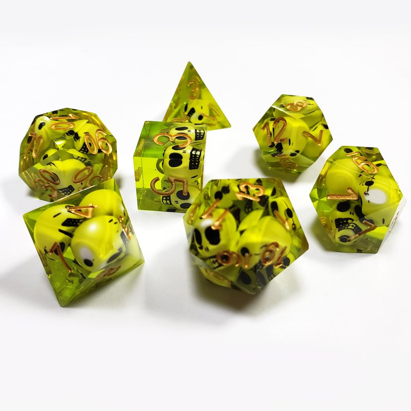 Polyhedral Resin Dice For Board Or Card Games 7 Pcs Colorful Transparent 16Mm Square Corner Dice Set