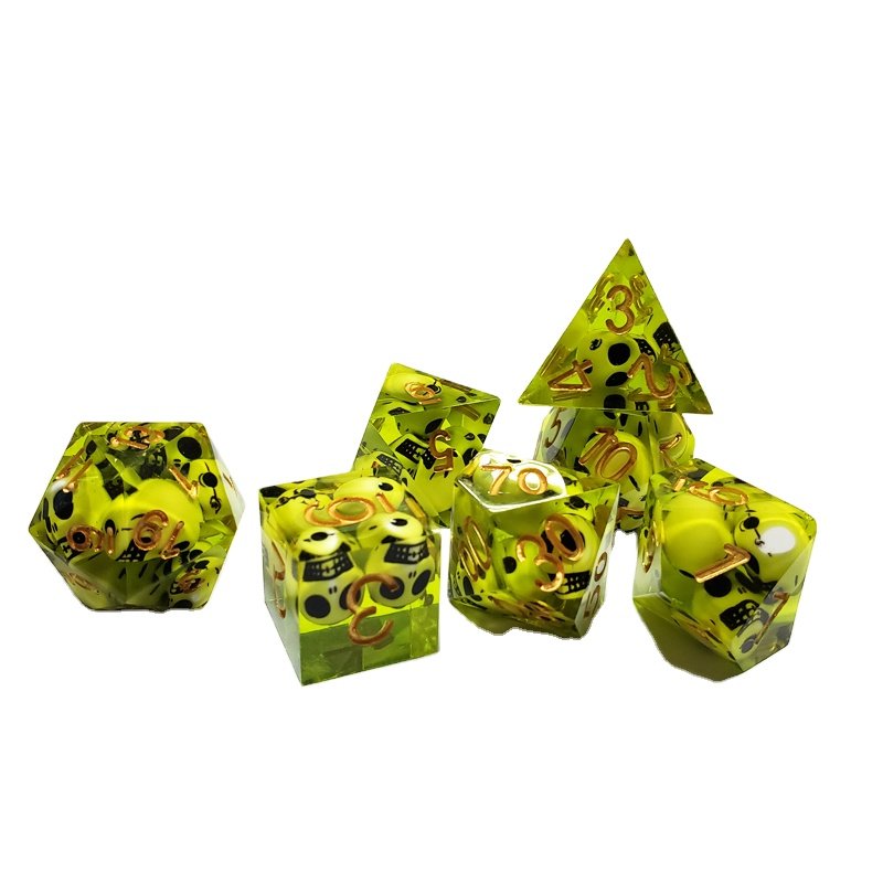 Polyhedral Resin Dice For Board Or Card Games 7 Pcs Colorful Transparent 16Mm Square Corner Dice Set