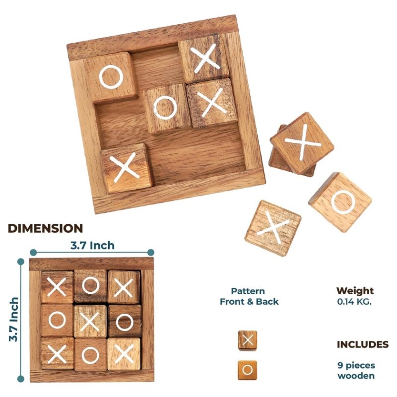 Rustic Family Games Room Decor Custom Dice Tic Tac Toe Wooden Board Games For Kids And Adults