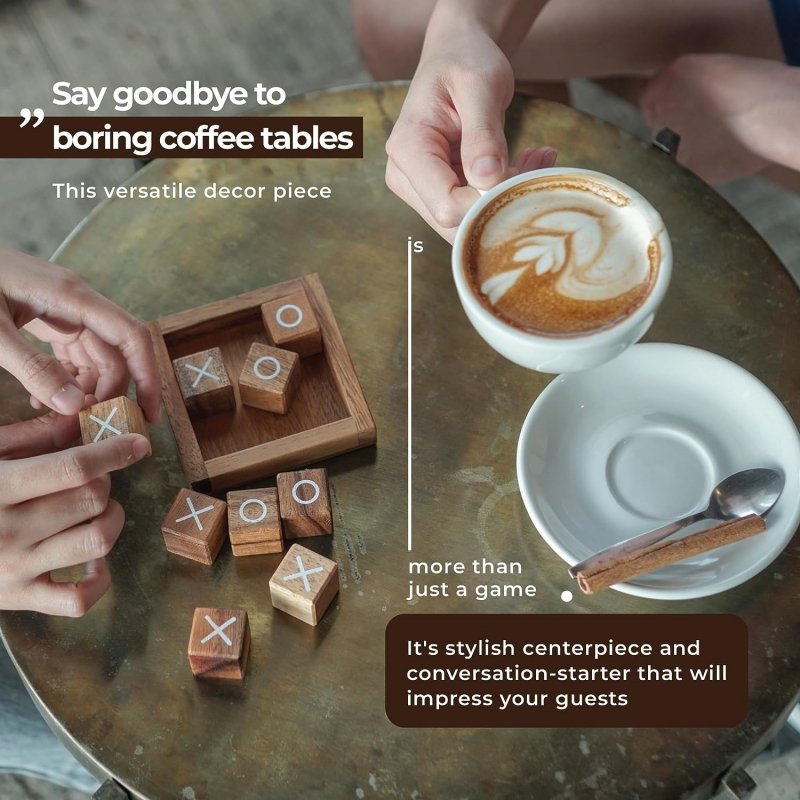 Rustic Family Games Room Decor Custom Dice Tic Tac Toe Wooden Board Games For Kids And Adults