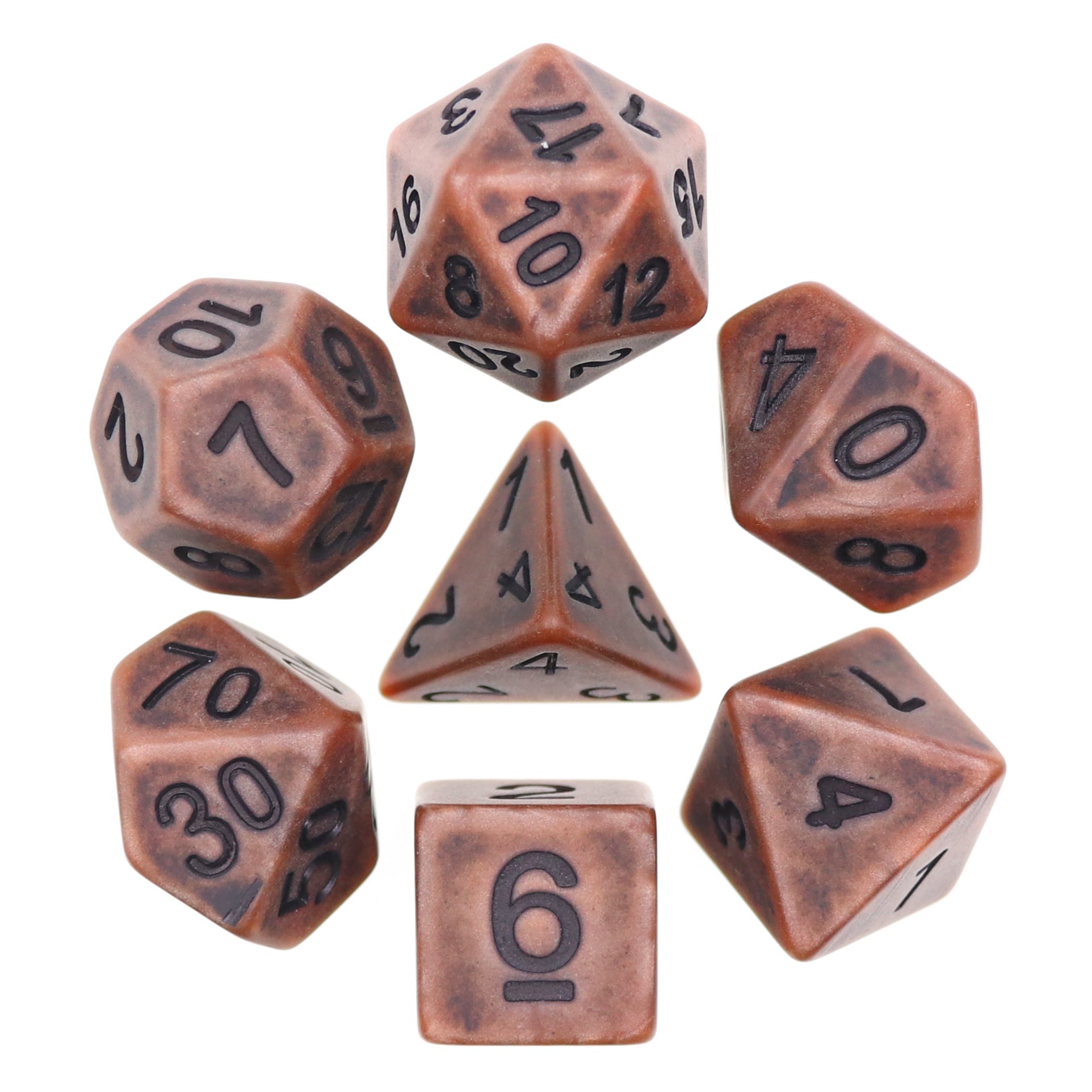 7 pcs Resin Ancient Dice Set Polyhedral DND Dice For RPG Dragon and Dungeon Games