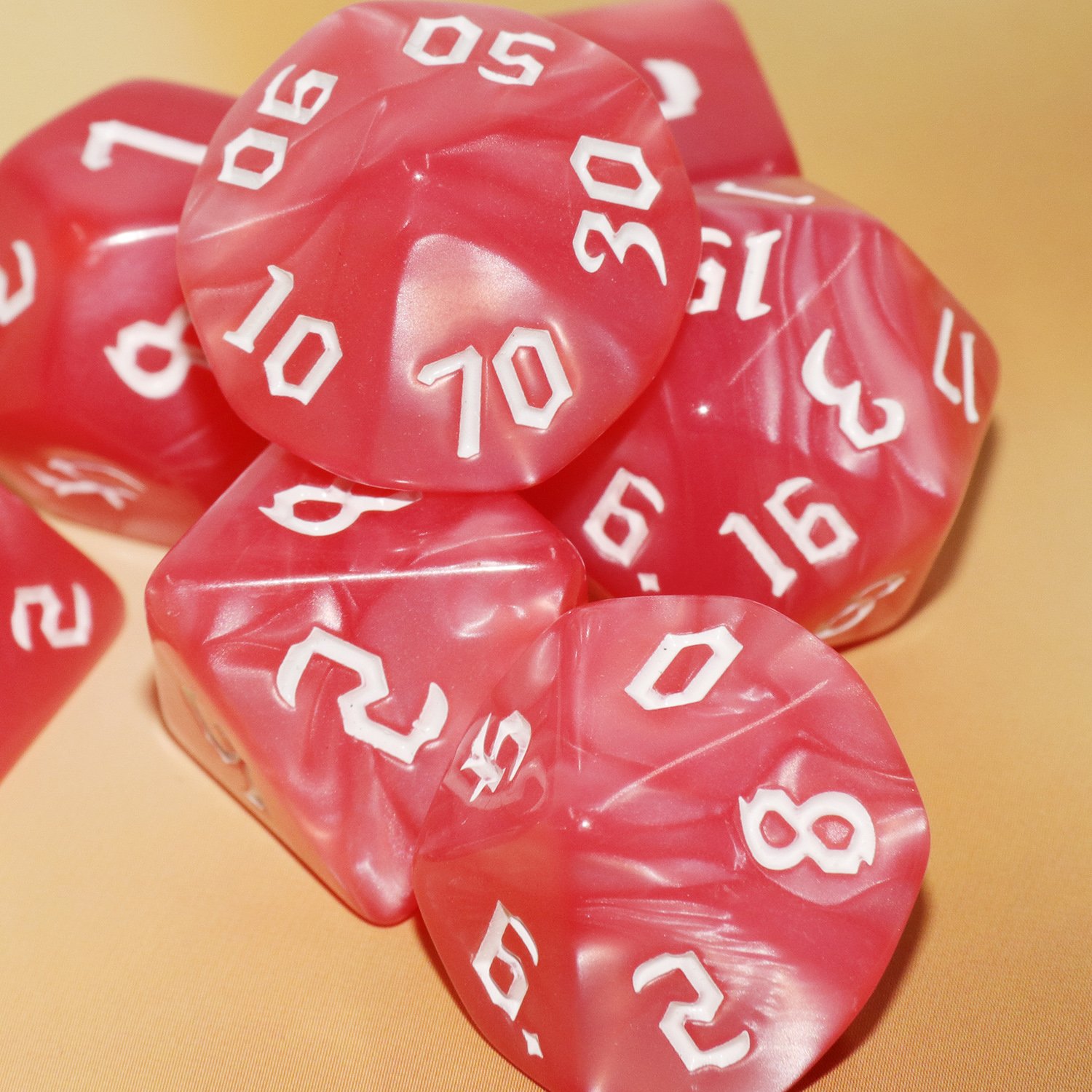Opaque White 10-Sided Polyhedral Dice Custom Logo Plastic DND Game Gear with Numbering 1-10 For Board Games