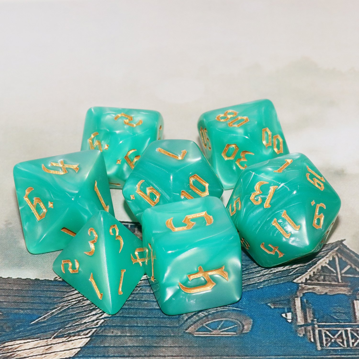 Opaque White 10-Sided Polyhedral Dice Custom Logo Plastic DND Game Gear with Numbering 1-10 For Board Games