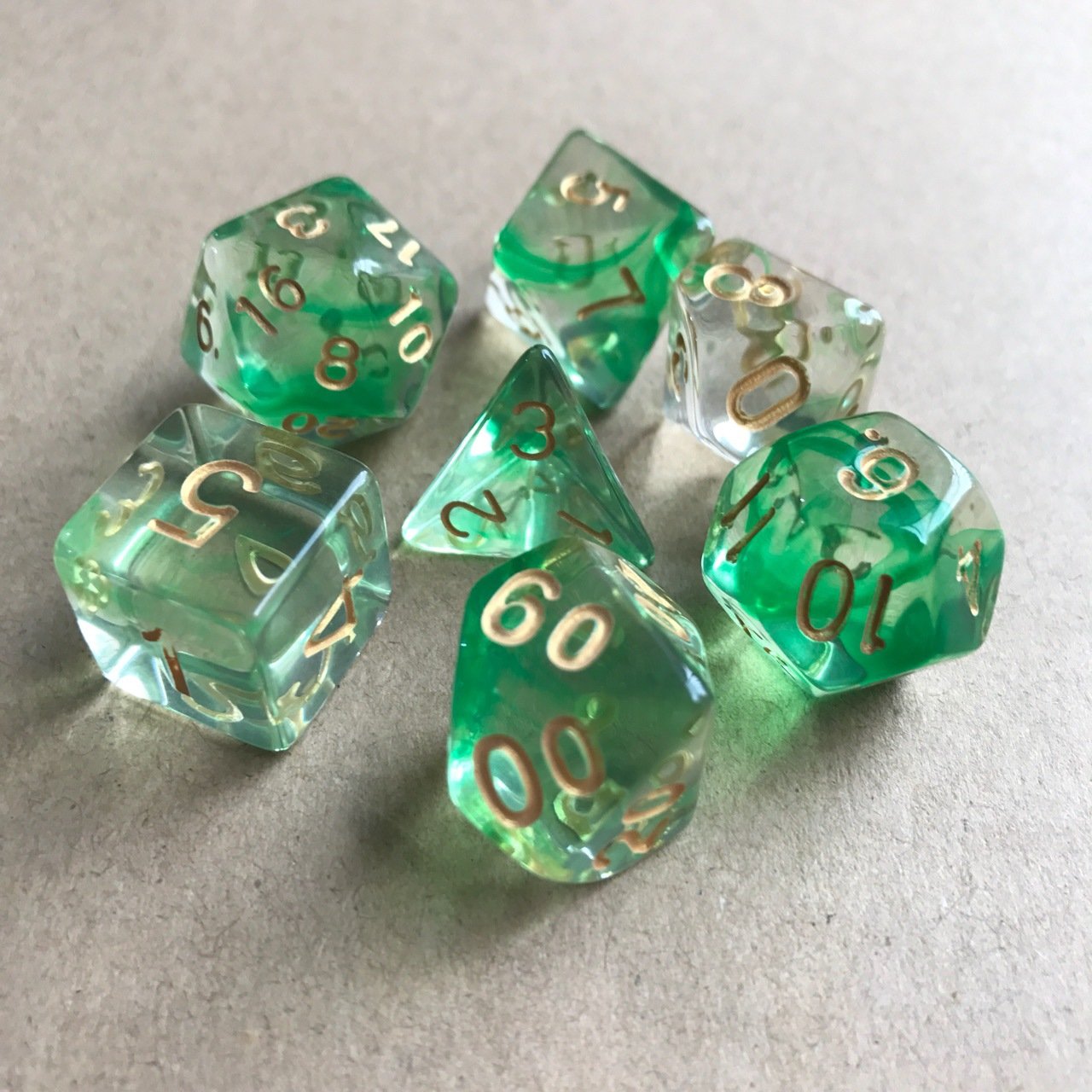 double multi colors plastic dice sets transparent DND rpg Dungeons and Dragons acrylic polyhedral acrylic dice sets 7pcs game