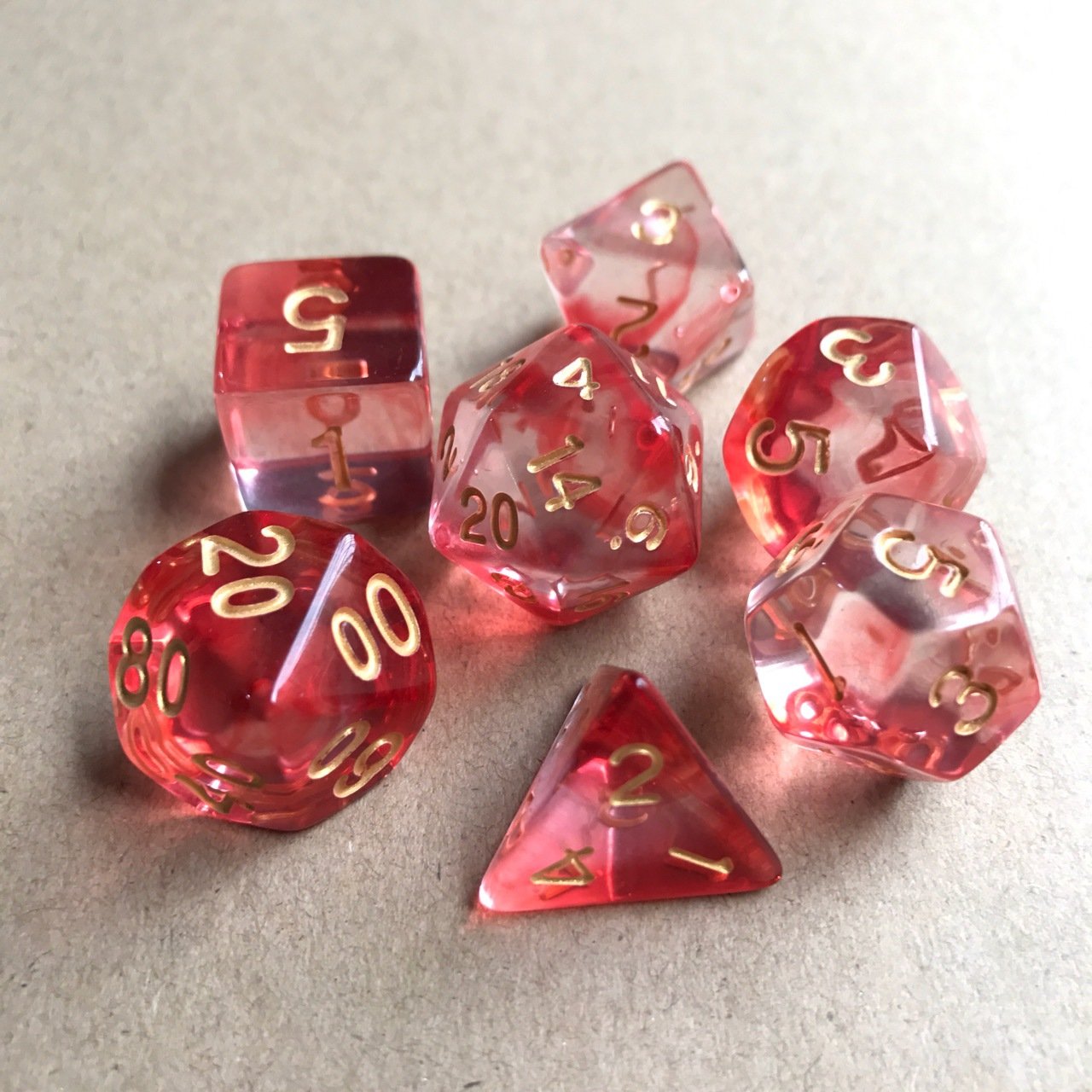 double multi colors plastic dice sets transparent DND rpg Dungeons and Dragons acrylic polyhedral acrylic dice sets 7pcs game