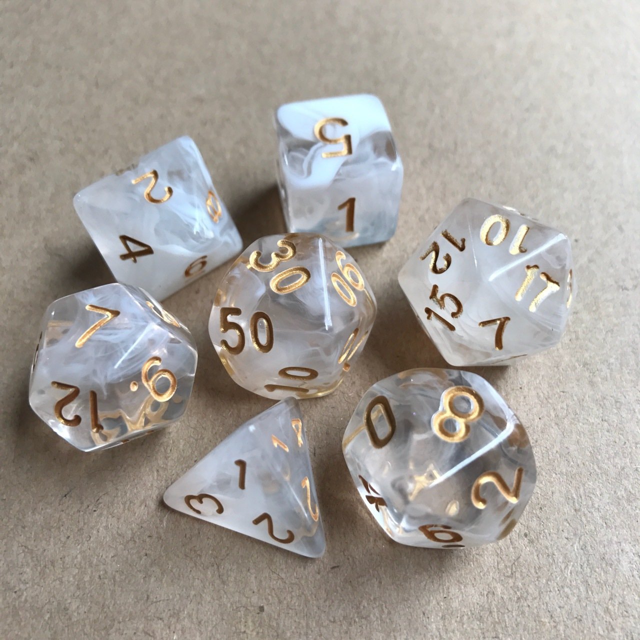 double multi colors plastic dice sets transparent DND rpg Dungeons and Dragons acrylic polyhedral acrylic dice sets 7pcs game