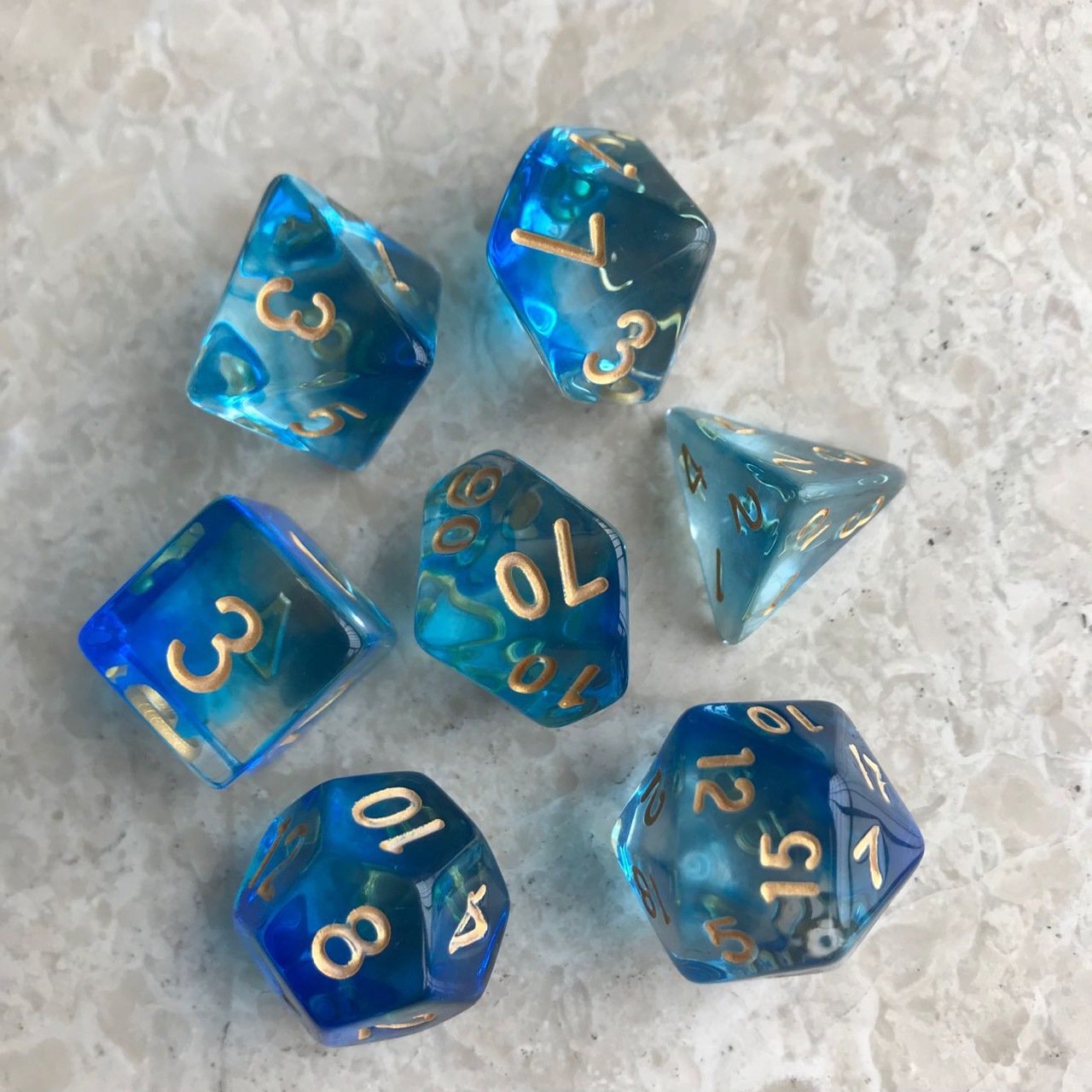 double multi colors plastic dice sets transparent DND rpg Dungeons and Dragons acrylic polyhedral acrylic dice sets 7pcs game