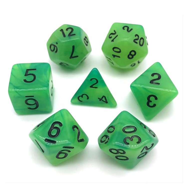 JMS Factory Supply Spring Green Polyhedral Luminous DND Dice for RPG Game