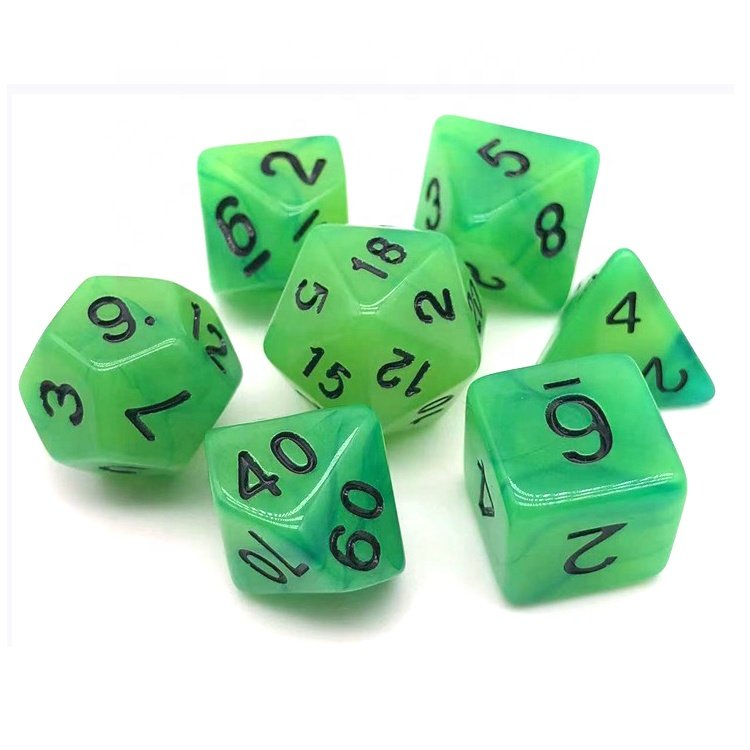 JMS Factory Supply Spring Green Polyhedral Luminous DND Dice for RPG Game