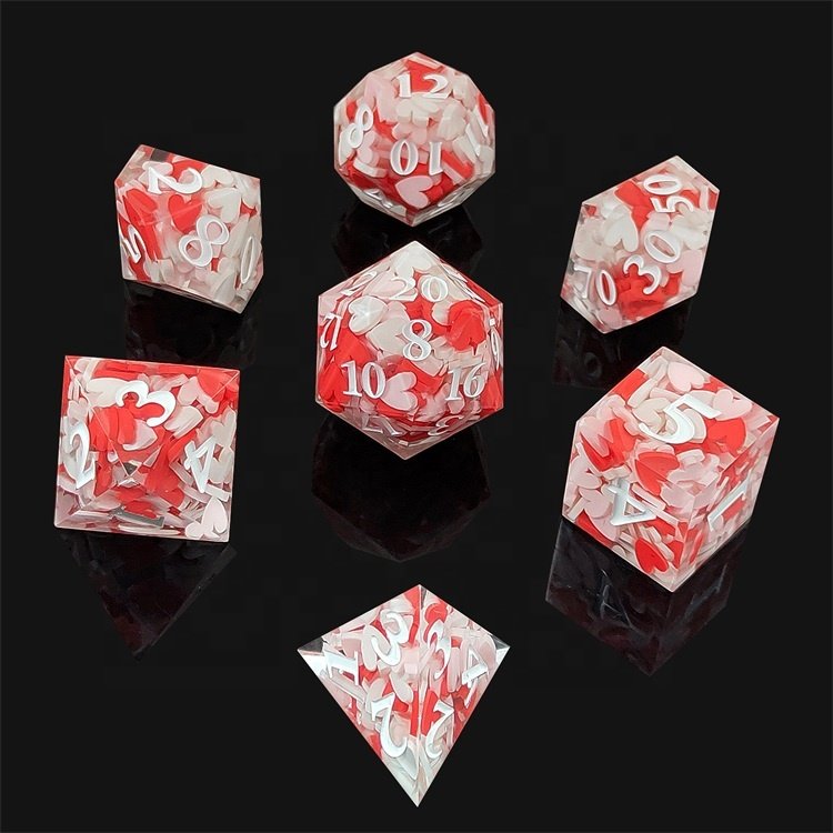 bulk custom christmas polyhedral random mixed styles active resin dice set red for board game