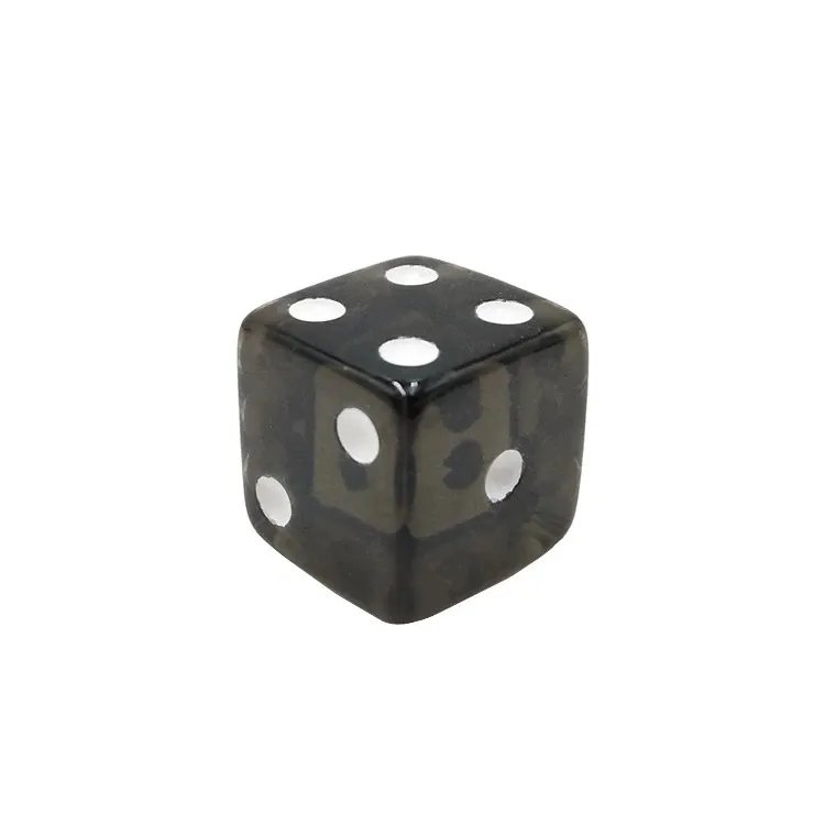 Custom d6 black square corner acrylic dice with white dots