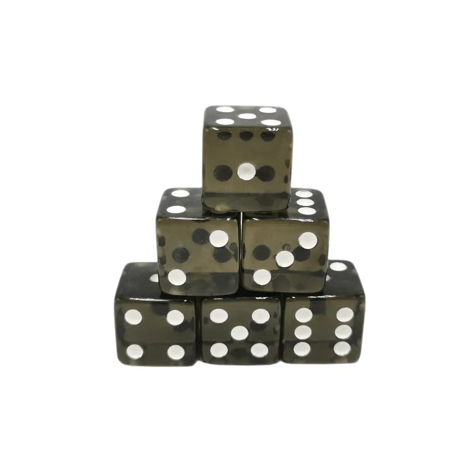 Custom d6 black square corner acrylic dice with white dots