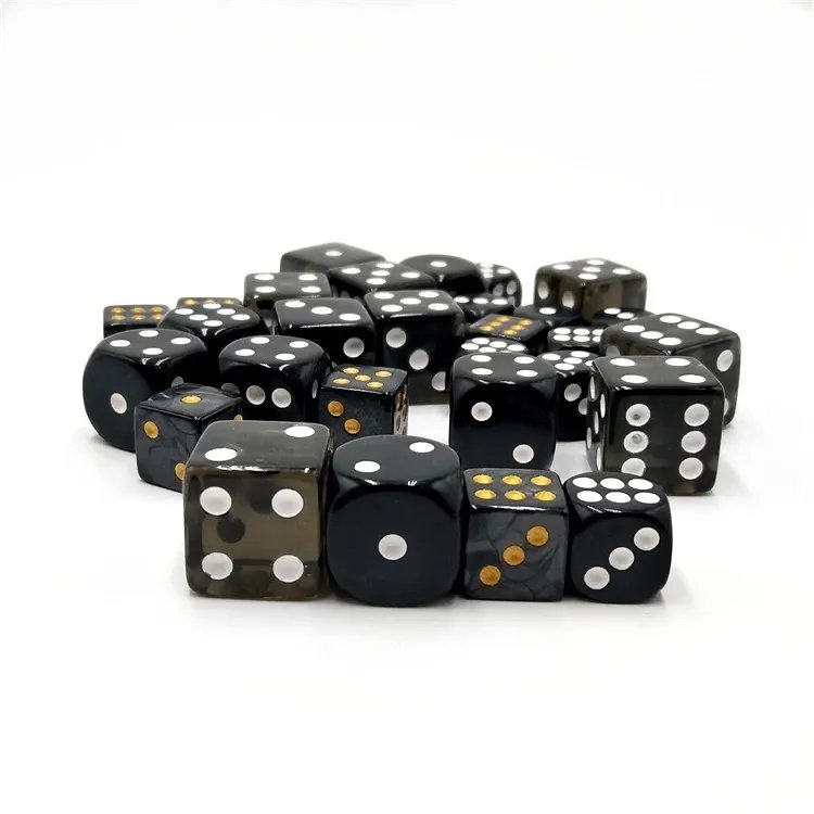 Custom d6 black square corner acrylic dice with white dots