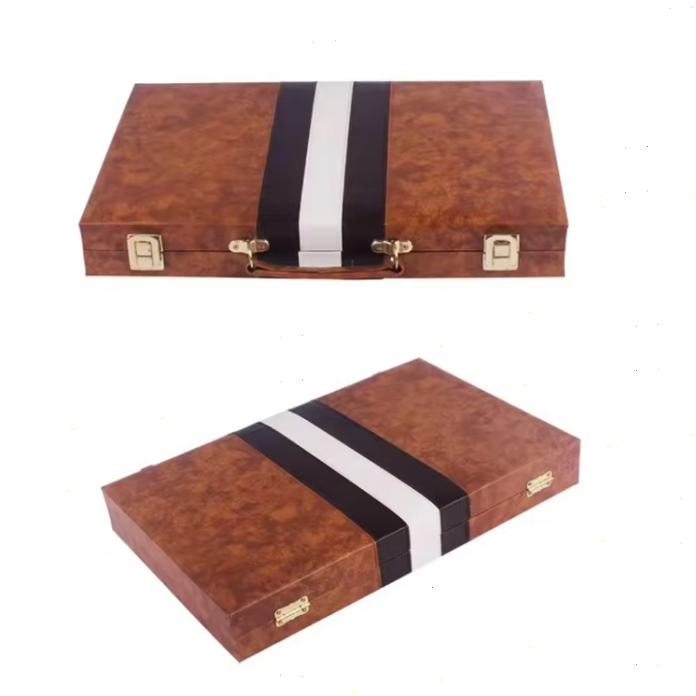 Custom Leather Floral Patchwork Backgammon Handheld Chess Backgammon Luxury Leather Chess Board With Dice Pu Box Game Set