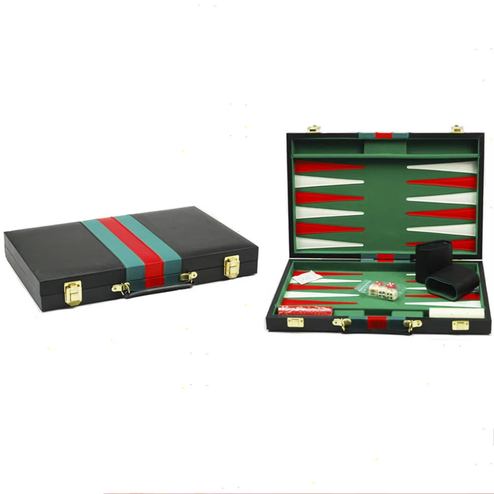Custom Leather Floral Patchwork Backgammon Handheld Chess Backgammon Luxury Leather Chess Board With Dice Pu Box Game Set