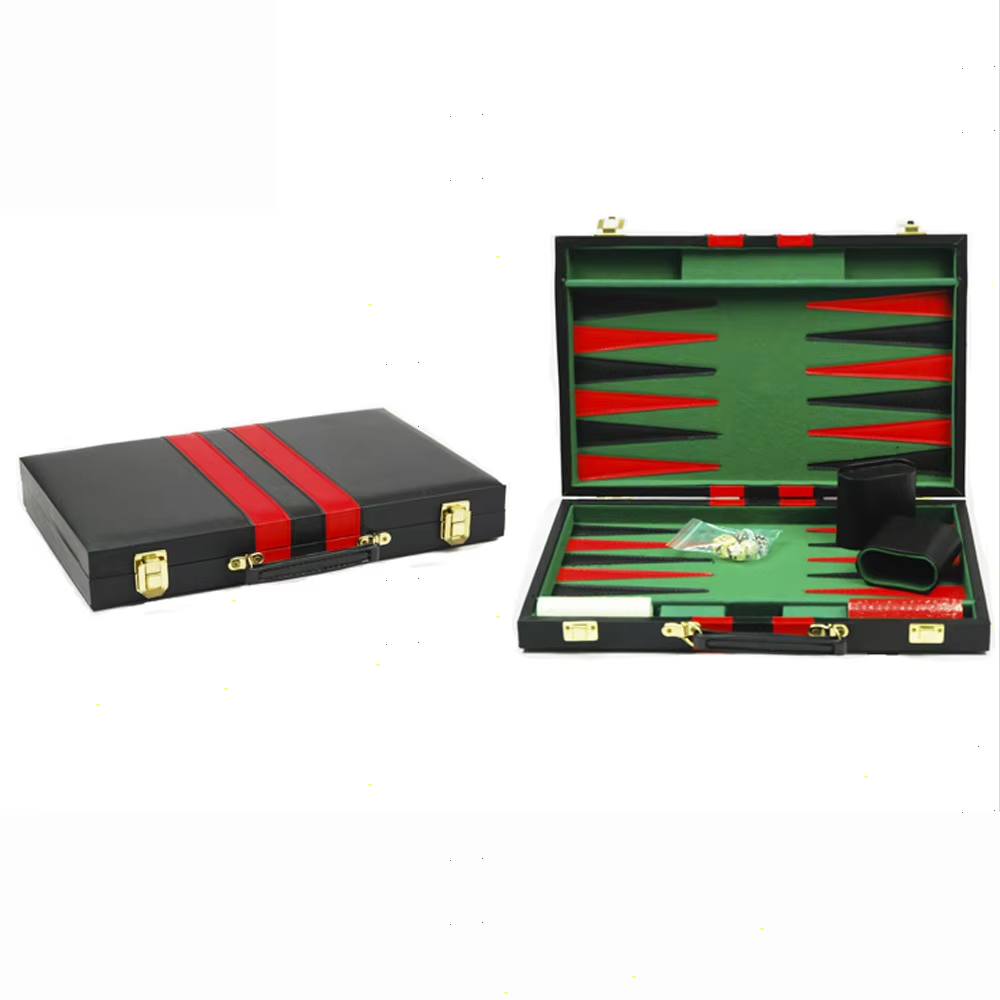 Custom Leather Floral Patchwork Backgammon Handheld Chess Backgammon Luxury Leather Chess Board With Dice Pu Box Game Set