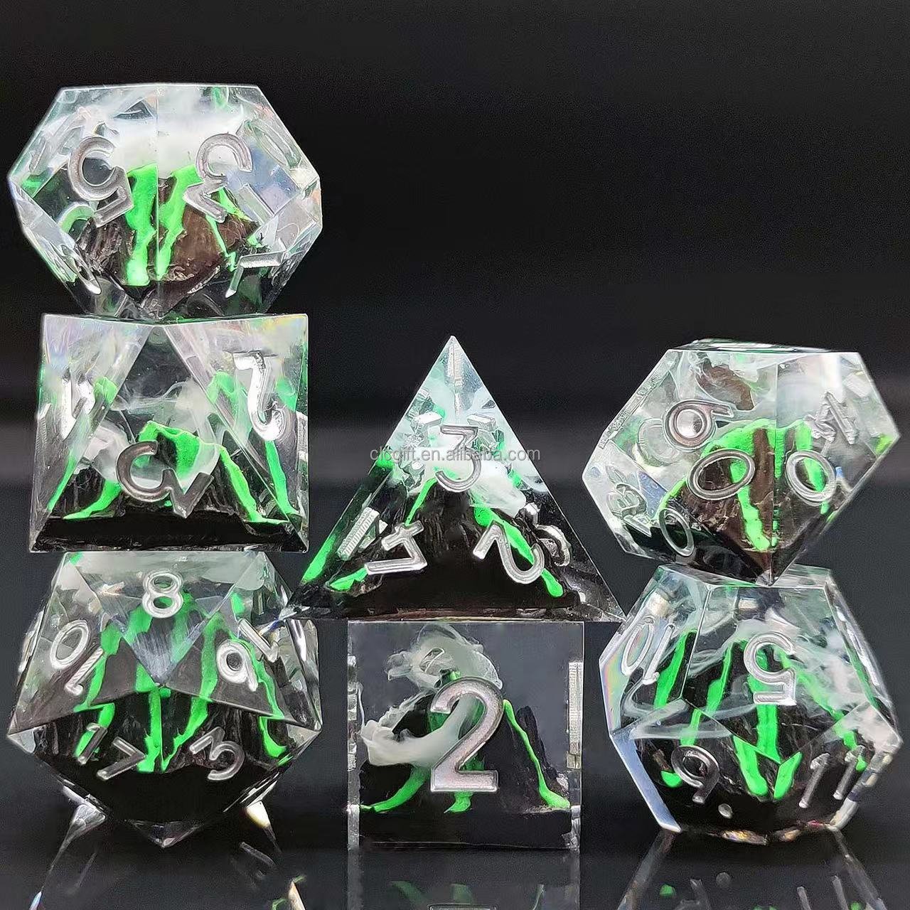 Resin Sharp Edge DND Dice Set, 7PCS D and D Dice Role Playing Dice for Dungeons and Dragons RPG Tabletop Game