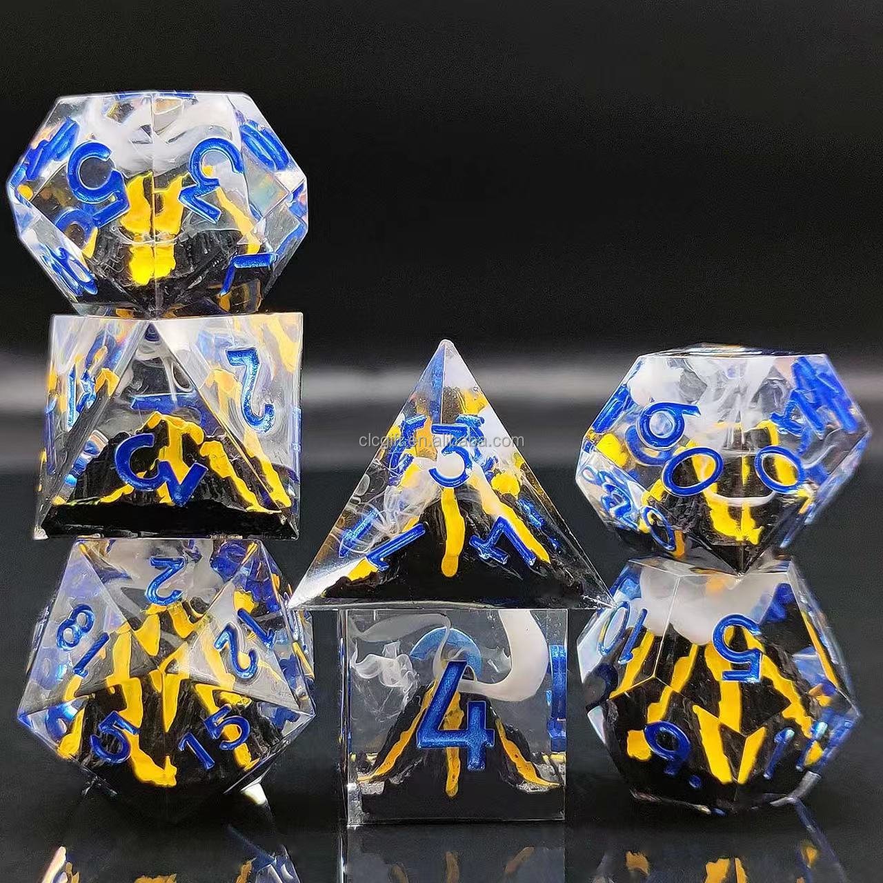 Resin Sharp Edge DND Dice Set, 7PCS D and D Dice Role Playing Dice for Dungeons and Dragons RPG Tabletop Game
