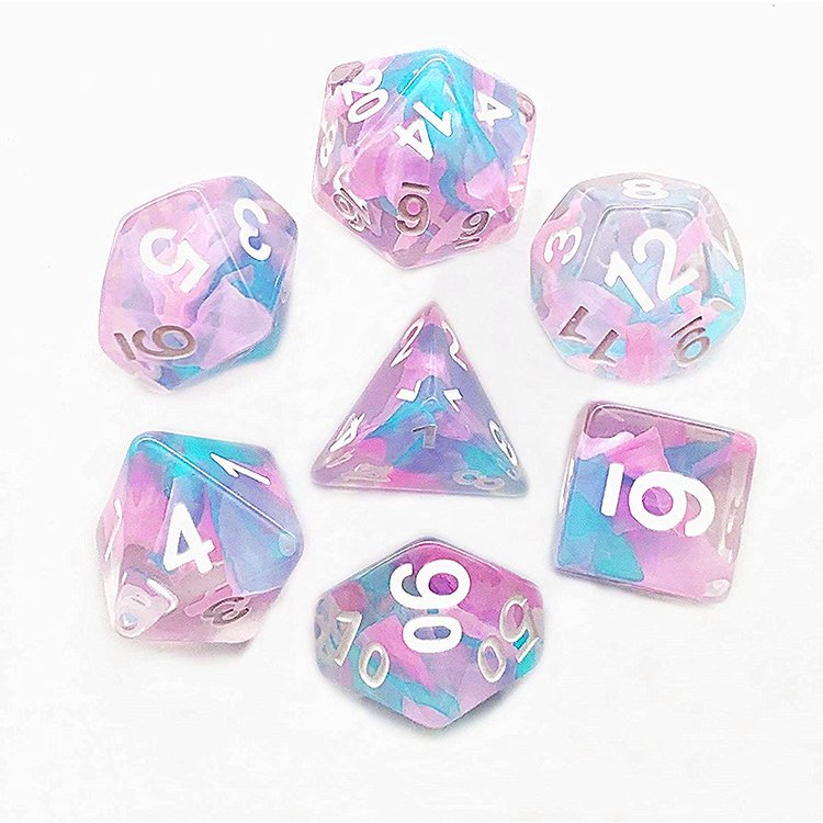 Custom Complete D4 D6 D8 D10 D12 D20 Liquid Core Clean Edge Resin Polyhedral Dice Liquid Core Handmade 12 Sided Ball Dice Set