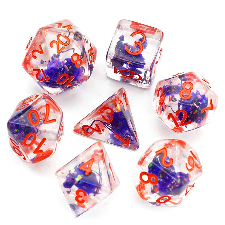 Custom Complete D4 D6 D8 D10 D12 D20 Liquid Core Clean Edge Resin Polyhedral Dice Liquid Core Handmade 12 Sided Ball Dice Set